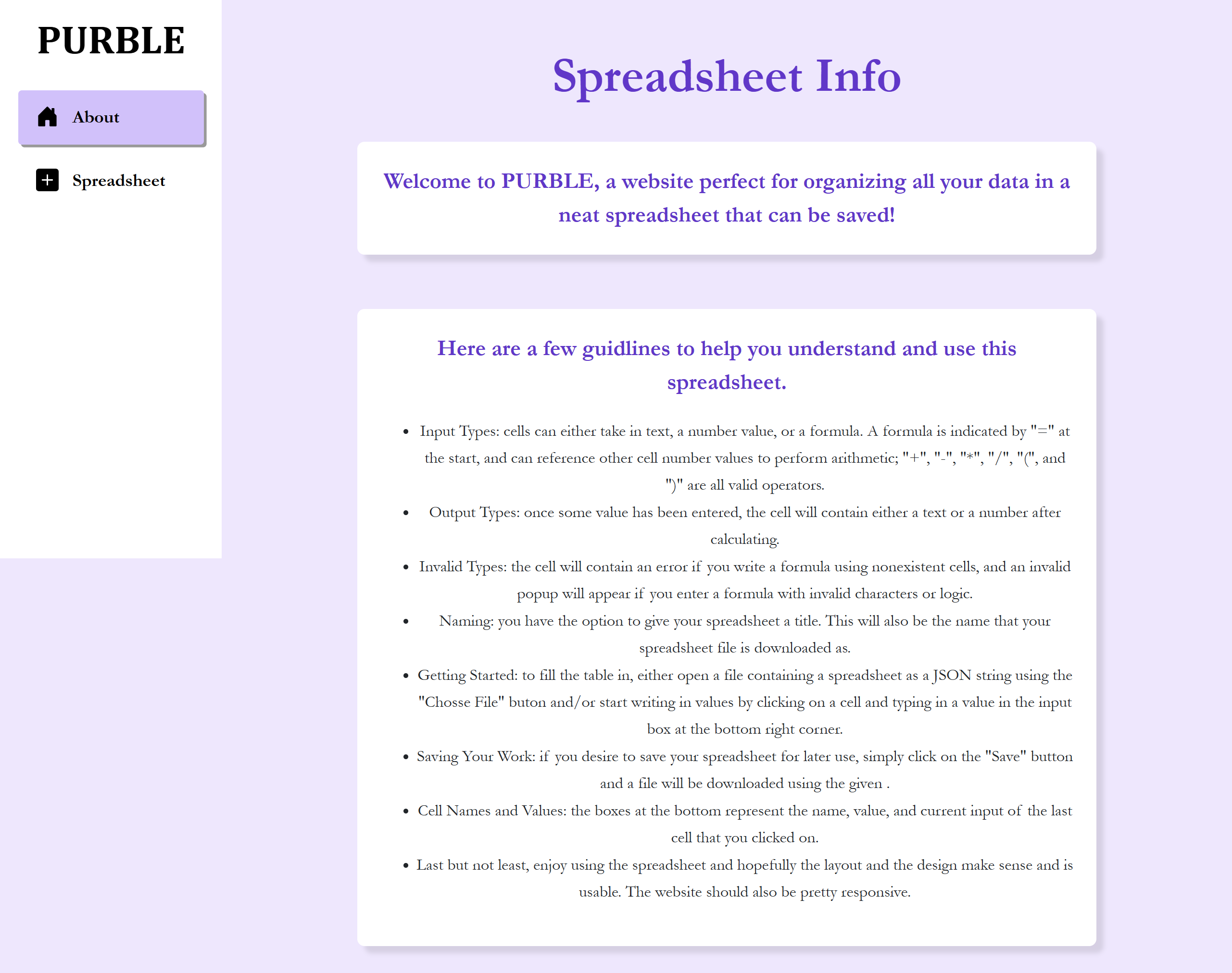 spreadsheet website screenshot