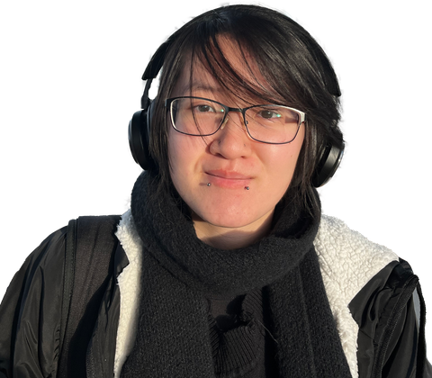 girl wearing headphones